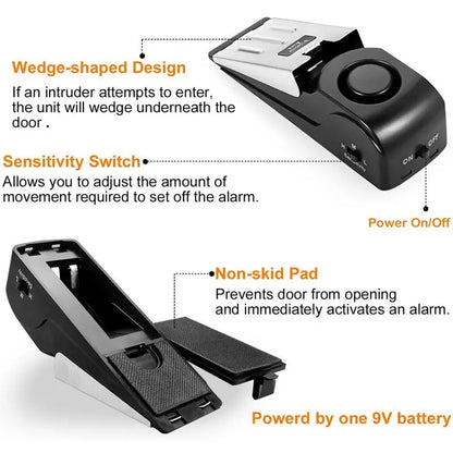 Home Security Door Stopper Alarm - Easy to Install No Tools Needed, 3 Sensitivity Modes, 120DB Loud Anti-Theft Alarm,