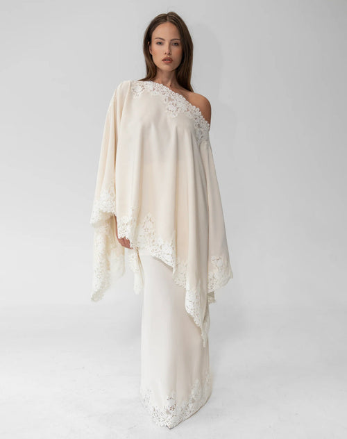 Almond Drift Lace Satin Top