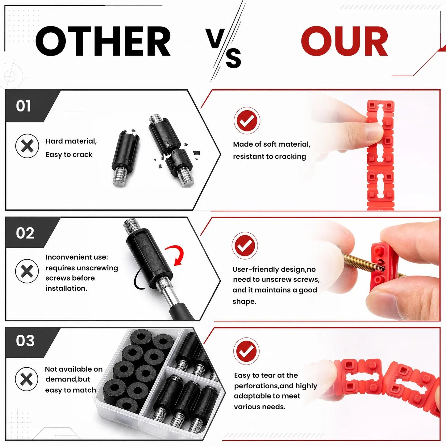 Outlet Spacers for Electrical Box, Non-Conductive Receptacle Spacers for Fixing Loose or Recessed Outlets