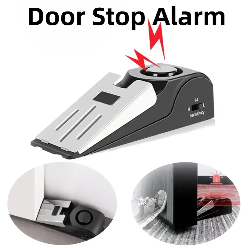 Home Security Door Stopper Alarm - Easy to Install No Tools Needed, 3 Sensitivity Modes, 120DB Loud Anti-Theft Alarm,